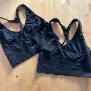 2 PINK sport bras, low impact, strappy back with no padding